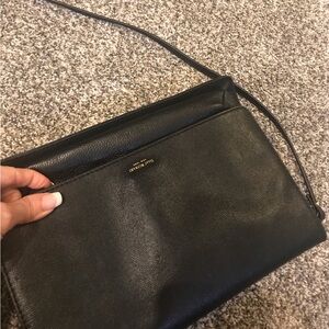 Isaac Mizrahi vegan leather black cross body bag! Gold hardware! Like new!